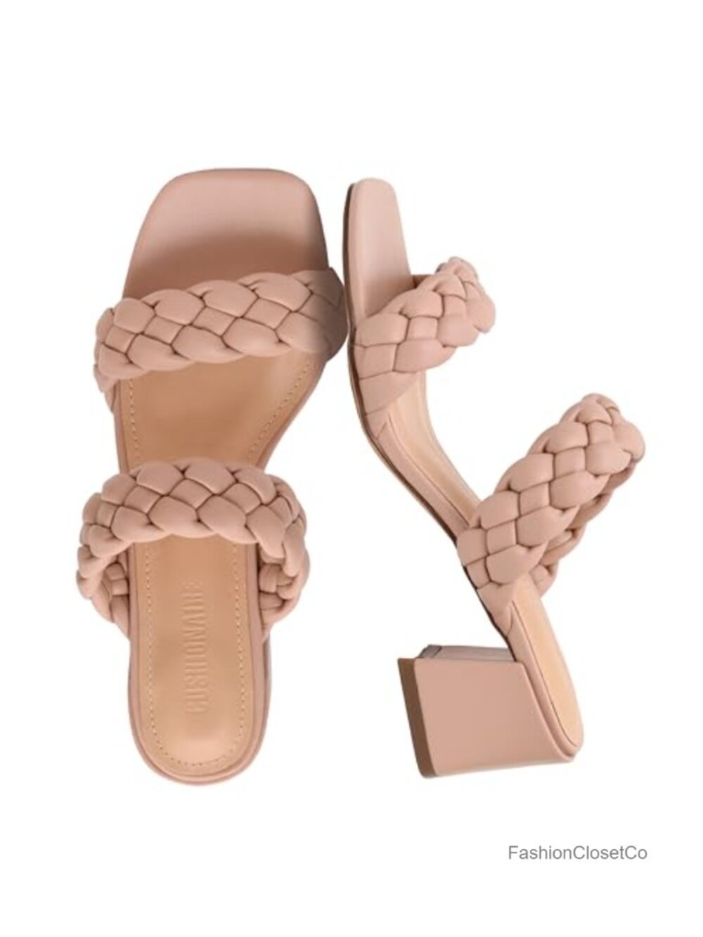 Braided Chunky Heels with Memory Foam Block Heel Sandals